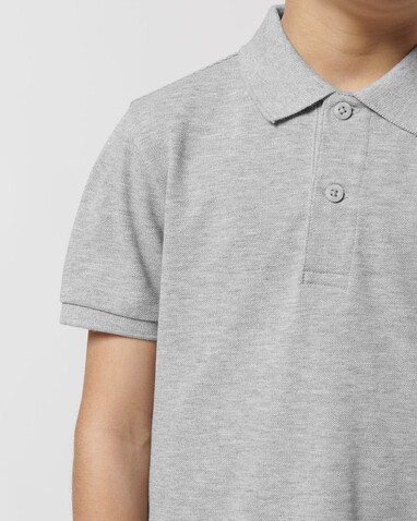 Mini Sprinter - Das Iconic Kinder-Polo - Heather Grey - 12-13/152-158cm bedrucken, Art.-Nr. STPK908C25012