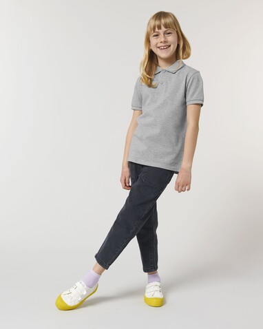Mini Sprinter - Das Iconic Kinder-Polo - Heather Grey - 12-13/152-158cm bedrucken, Art.-Nr. STPK908C25012