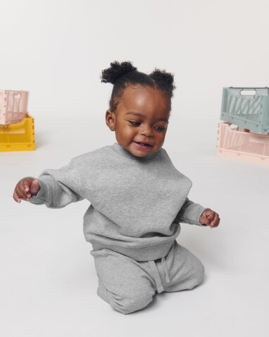 Baby Changer - Das Iconic Baby-Rundhals-Sweatshirt - Heather Grey - 18-24 m/86-92cm bedrucken, Art.-Nr. STSB920C250B4
