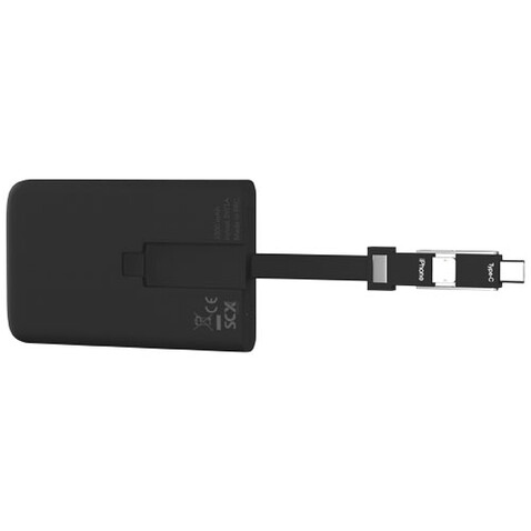 SCX.design P05 1000 mAh Powerbank mit Leuchtlogo, schwarz, weiss bedrucken, Art.-Nr. 1PX01500