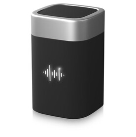 SCX.design S30 5 W Lautsprecher Clever mit Leuchtlogo, silber, schwarz bedrucken, Art.-Nr. 1PX02512