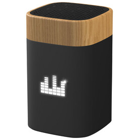 SCX.design S31 Lautsprecher Clever aus Holz mit Leuchtlogo, schwarz, natur bedrucken, Art.-Nr. 1PX02600