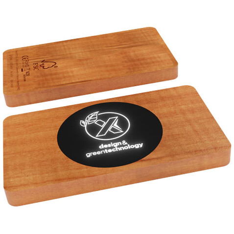 SCX.design P37 5000 mAh kabellose Powerbank aus Holz mit Leuchtlogo, holz bedrucken, Art.-Nr. 1PX06371