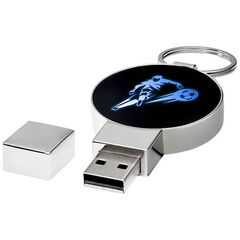 Runder Light Up USB Stick, blau, schwarz, silber, 1GB bedrucken, Art.-Nr. 1Z48352D