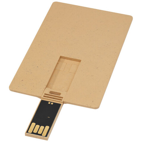 Rechteckiger, ausklappbarer USB-Stick in Kreditkarten-Format, Kraftpapier, 2GB bedrucken, Art.-Nr. 1Z48506F