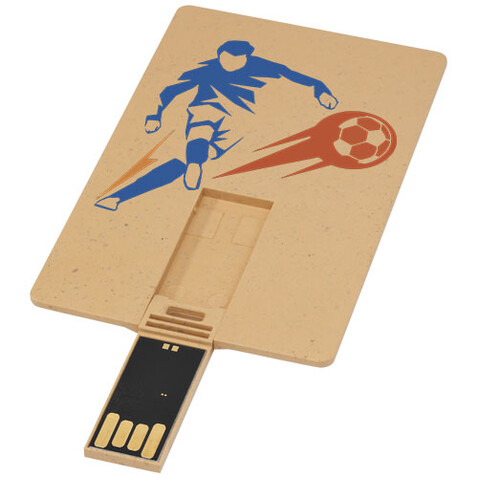 Rechteckiger, ausklappbarer USB-Stick in Kreditkarten-Format, Kraftpapier, 1GB bedrucken, Art.-Nr. 1Z48506D