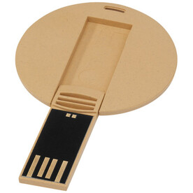 Runder ausklappbarer USB Stick, Kraftpapier, 1GB bedrucken, Art.-Nr. 1Z48606D