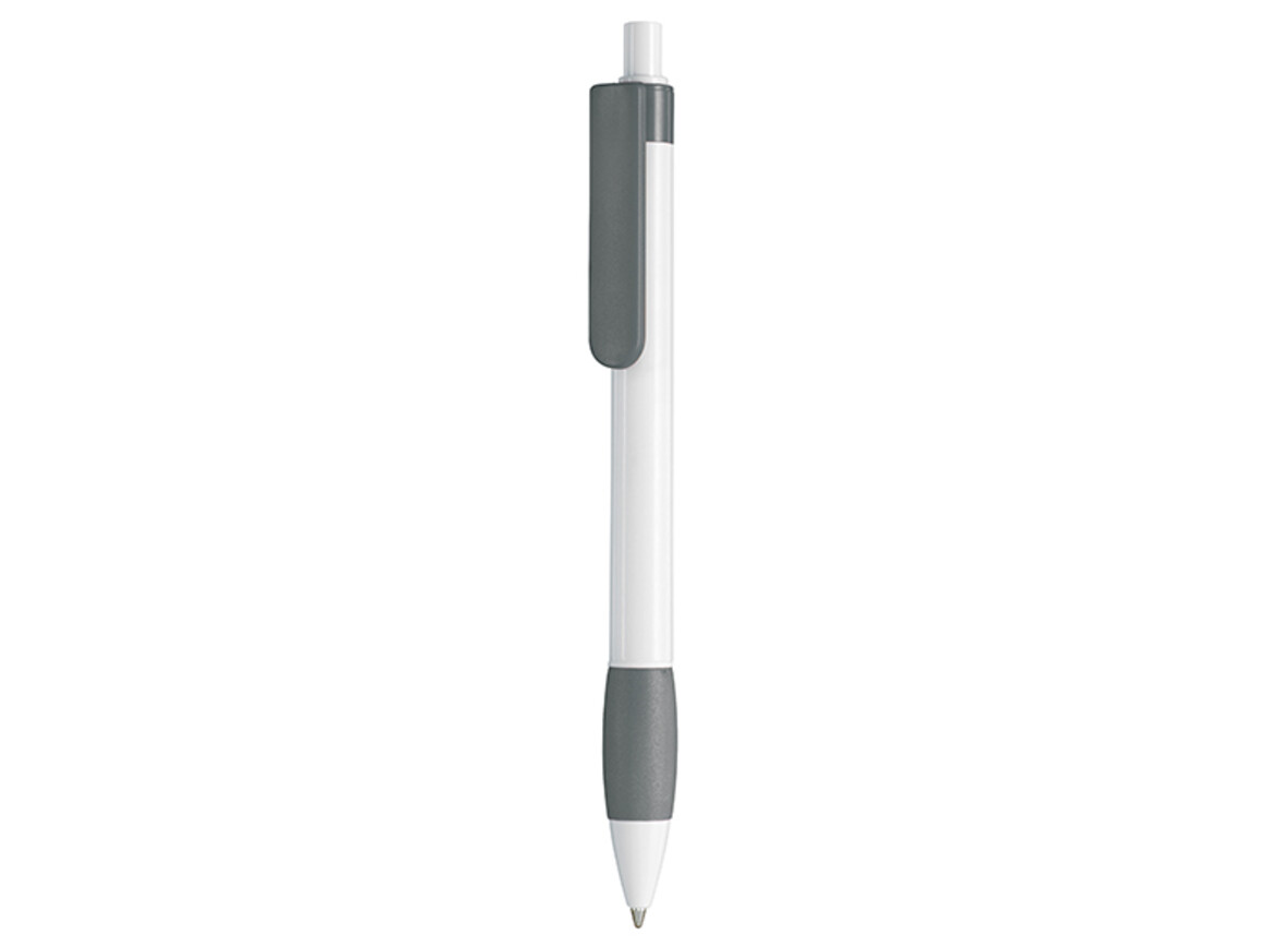 Kugelschreiber DIVA–weiss/stein-grau bedrucken, Art.-Nr. 08198_0101_1400