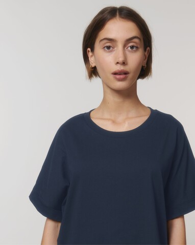 Stella Collider - Damen-T-Shirt mit aufgeschlagenen Ärmeln - French Navy - XXL bedrucken, Art.-Nr. STTW089C7272X