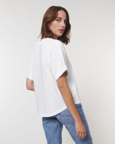 Stella Collider - Das Oversized Damen-T-Shirt mit gekrempelten Ärmeln - White - L bedrucken, Art.-Nr. STTW089C0011L