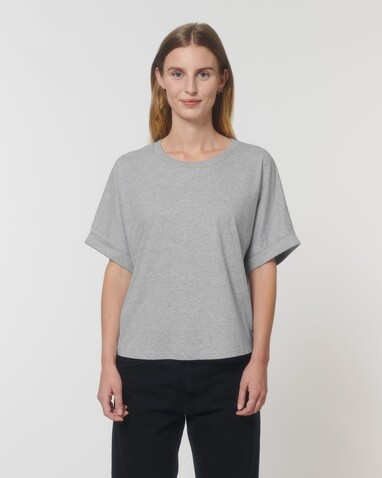 Stella Collider - Das Oversized Damen-T-Shirt mit gekrempelten Ärmeln - Heather Grey - L bedrucken, Art.-Nr. STTW089C2501L Stella Collider - Das Oversized Damen-T-Shirt mit gekrempelten Ärmeln - Heather Grey - L bedrucken, Art.-Nr. STTW089C2501L