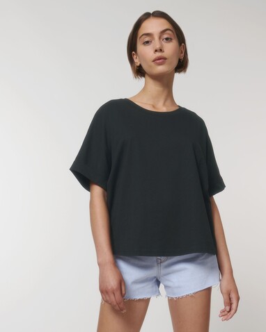 Stella Collider - Das Oversized Damen-T-Shirt mit gekrempelten Ärmeln - Black - XL bedrucken, Art.-Nr. STTW089C0021X Stella Collider - Das Oversized Damen-T-Shirt mit gekrempelten Ärmeln - Black - XL bedrucken, Art.-Nr. STTW089C0021X