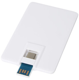 Duo slim 32 GB USB-Stick mit Typ-C und USB-A 3.0, weiss bedrucken, Art.-Nr. 12374901