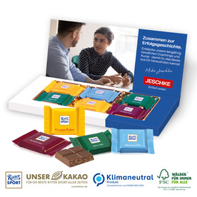 Ritter SPORT Schokotäfelchen in Präsentbox Business, Klimaneutral, FSC® bedrucken, Art.-Nr. 91289 Ritter SPORT Schokotäfelchen in Präsentbox Business, Klimaneutral, FSC® bedrucken, Art.-Nr. 91289