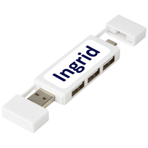 Mulan doppelter USB 2.0-Hub, weiss bedrucken, Art.-Nr. 12425101