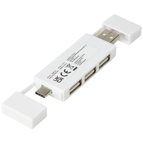 Mulan doppelter USB 2.0-Hub, weiss bedrucken, Art.-Nr. 12425101