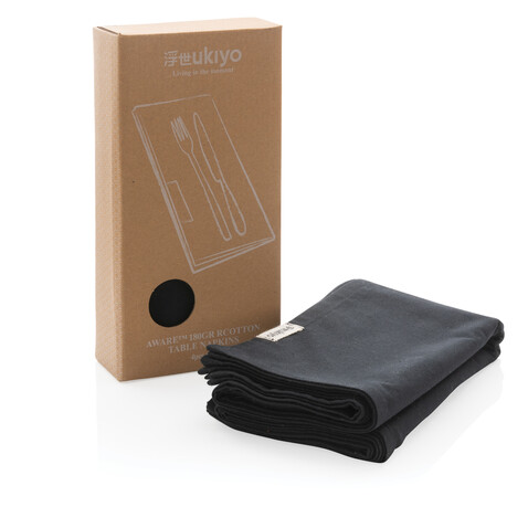 Ukiyo Aware™ 180gr rCotton 4-tlg. Servietten-Set schwarz bedrucken, Art.-Nr. P261.251