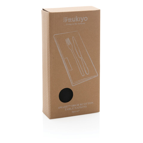 Ukiyo Aware™ 180gr rCotton 4-tlg. Servietten-Set schwarz bedrucken, Art.-Nr. P261.251