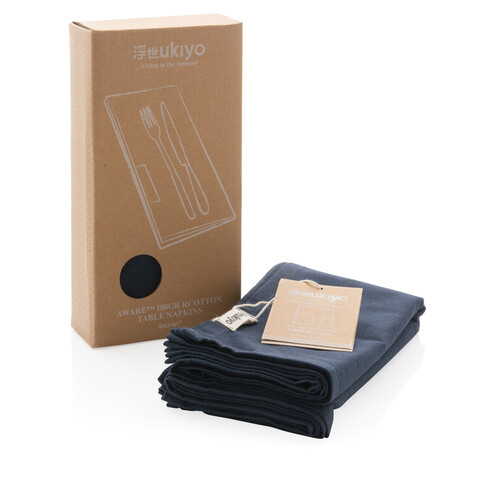 Ukiyo Aware™ 180gr rCotton 4-tlg. Servietten-Set navy blau bedrucken, Art.-Nr. P261.255