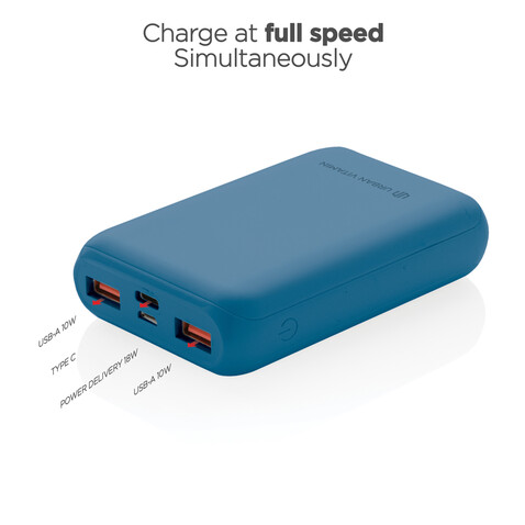 Urban Vitamin Alameda 10.000mAh 18W PD Powerbank blau bedrucken, Art.-Nr. P322.705