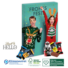 Adventskalender Lindt HELLO mit Santa, Klimaneutral, FSC®, Inlay aus 100% recyceltem Material bedrucken, Art.-Nr. 95210-W Adventskalender Lindt HELLO mit Santa, Klimaneutral, FSC®, Inlay aus 100% recyceltem Material bedrucken, Art.-Nr. 95210-W
