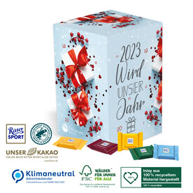 Adventskalender Cube XL Ritter SPORT, Klimaneutral, FSC®, Inlay aus 100% recyceltem Material bedrucken, Art.-Nr. 95386-W Adventskalender Cube XL Ritter SPORT, Klimaneutral, FSC®, Inlay aus 100% recyceltem Material bedrucken, Art.-Nr. 95386-W