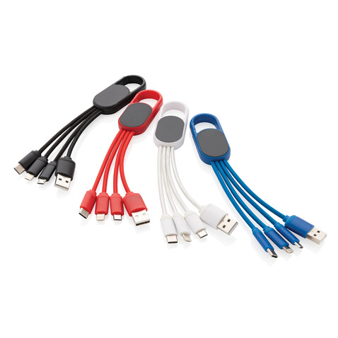 4-in-1 Kabel mit Karabiner-Clip weiß bedrucken, Art.-Nr. P302.073