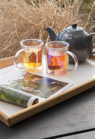Doppelwandiger Deluxe-Becher aus galvanisiertem Glas transparent bedrucken, Art.-Nr. P433.110