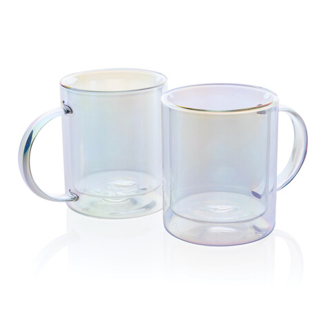 Doppelwandiger Deluxe-Becher aus galvanisiertem Glas transparent bedrucken, Art.-Nr. P433.110