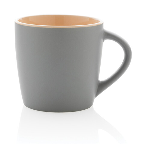 Keramiktasse innen coloriert, 300ml braun, grau bedrucken, Art.-Nr. P434.009