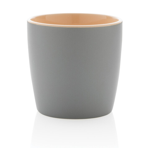 Keramiktasse innen coloriert, 300ml braun, grau bedrucken, Art.-Nr. P434.009