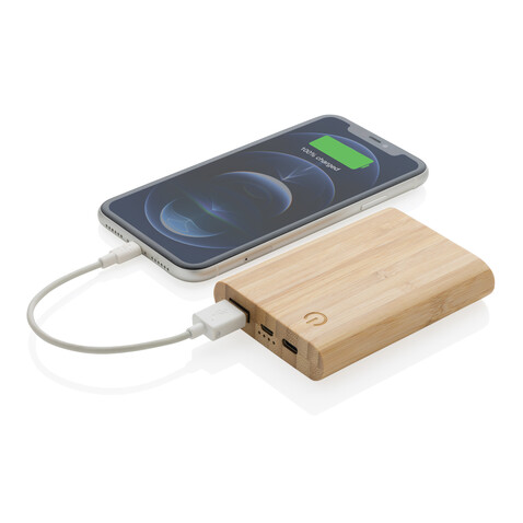 5.000mAh Bambus-Powerbank braun bedrucken, Art.-Nr. P322.259