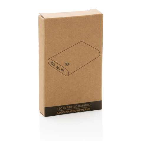 5.000mAh Bambus-Powerbank braun bedrucken, Art.-Nr. P322.259