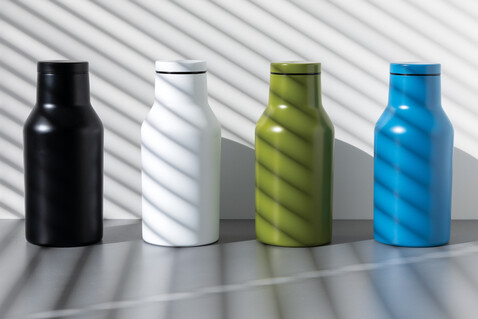 RCS recycelte Stainless Steel Kompakt-Flasche grün bedrucken, Art.-Nr. P433.197