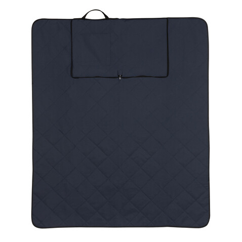 Impact Aware™ RPET faltbare, gesteppte Picknickdecke navy blau bedrucken, Art.-Nr. P459.125