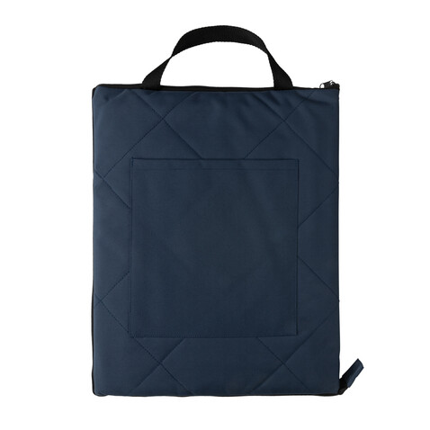 Impact Aware™ RPET faltbare, gesteppte Picknickdecke navy blau bedrucken, Art.-Nr. P459.125