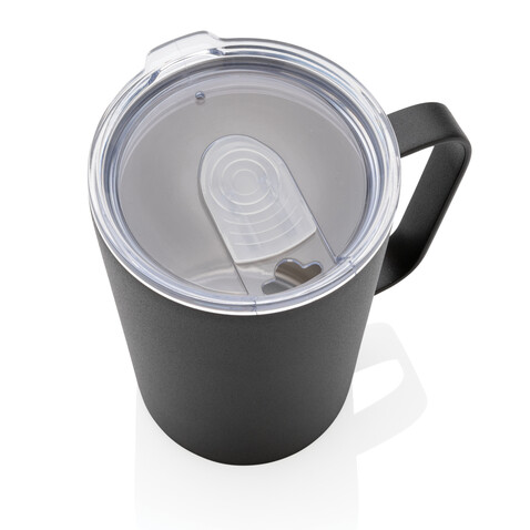 RCS recycelter Stainless Steel Isolierbecher mit Deckel schwarz bedrucken, Art.-Nr. P433.051