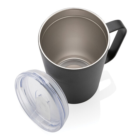 RCS recycelter Stainless Steel Isolierbecher mit Deckel schwarz bedrucken, Art.-Nr. P433.051