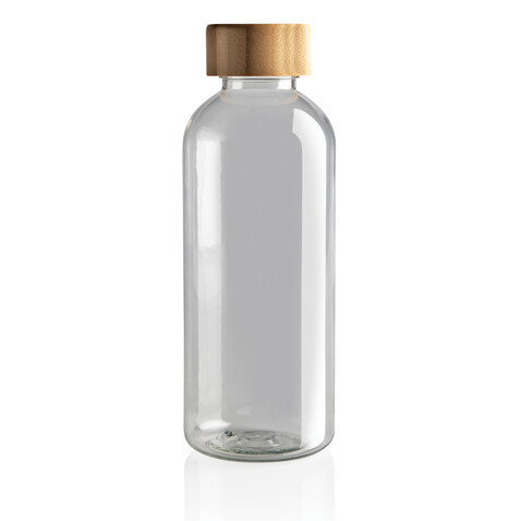 RCS rPET Flasche mit Bambus-Deckel transparent bedrucken, Art.-Nr. P433.090