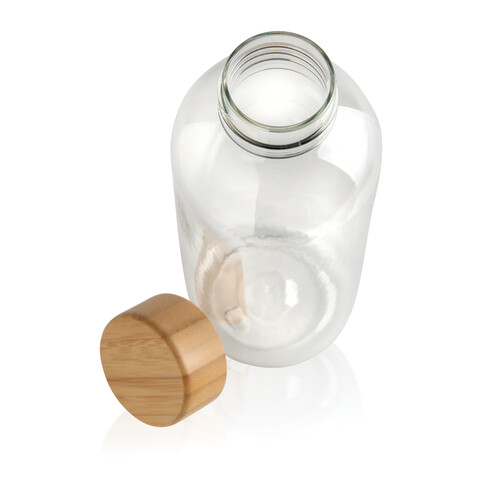RCS rPET Flasche mit Bambus-Deckel transparent bedrucken, Art.-Nr. P433.090