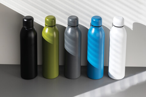 RCS recycelte Stainless Steel Vakuumflasche schwarz bedrucken, Art.-Nr. P433.041
