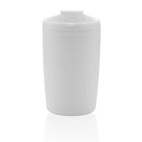 GRS recycelter PP-Becher mit Flip-Deckel weiß bedrucken, Art.-Nr. P433.083