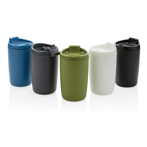 GRS recycelter PP-Becher mit Flip-Deckel weiß bedrucken, Art.-Nr. P433.083