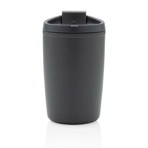 GRS recycelter PP-Becher mit Flip-Deckel grau bedrucken, Art.-Nr. P433.082