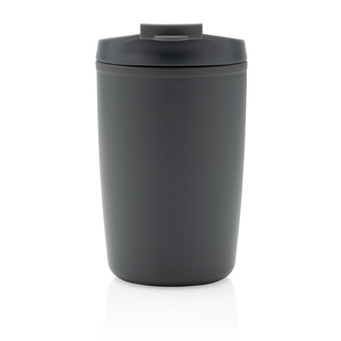 GRS recycelter PP-Becher mit Flip-Deckel grau bedrucken, Art.-Nr. P433.082