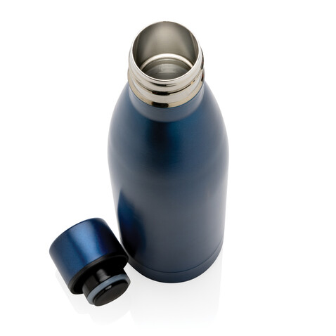 RCS recycelte Stainless Steel Solid Vakuum-Flasche navy blau bedrucken, Art.-Nr. P433.275