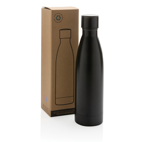 RCS recycelte Stainless Steel Solid Vakuum-Flasche schwarz bedrucken, Art.-Nr. P433.271
