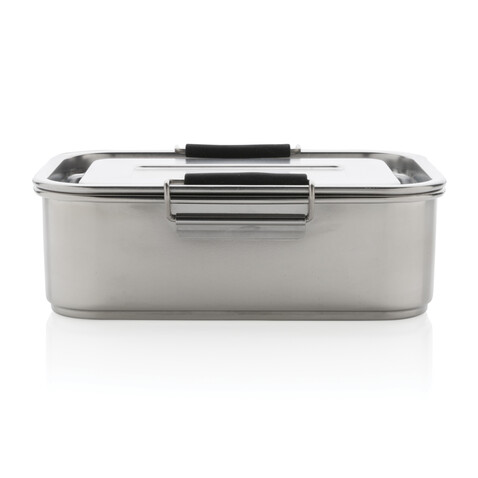 Auslaufsichere Lunchbox aus RCS recyceltem Stainless Steel silber bedrucken, Art.-Nr. P269.082