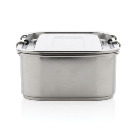 Auslaufsichere Lunchbox aus RCS recyceltem Stainless Steel silber bedrucken, Art.-Nr. P269.082