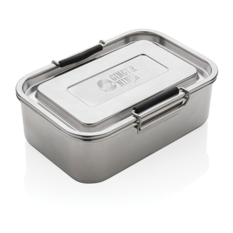 Auslaufsichere Lunchbox aus RCS recyceltem Stainless Steel silber bedrucken, Art.-Nr. P269.082